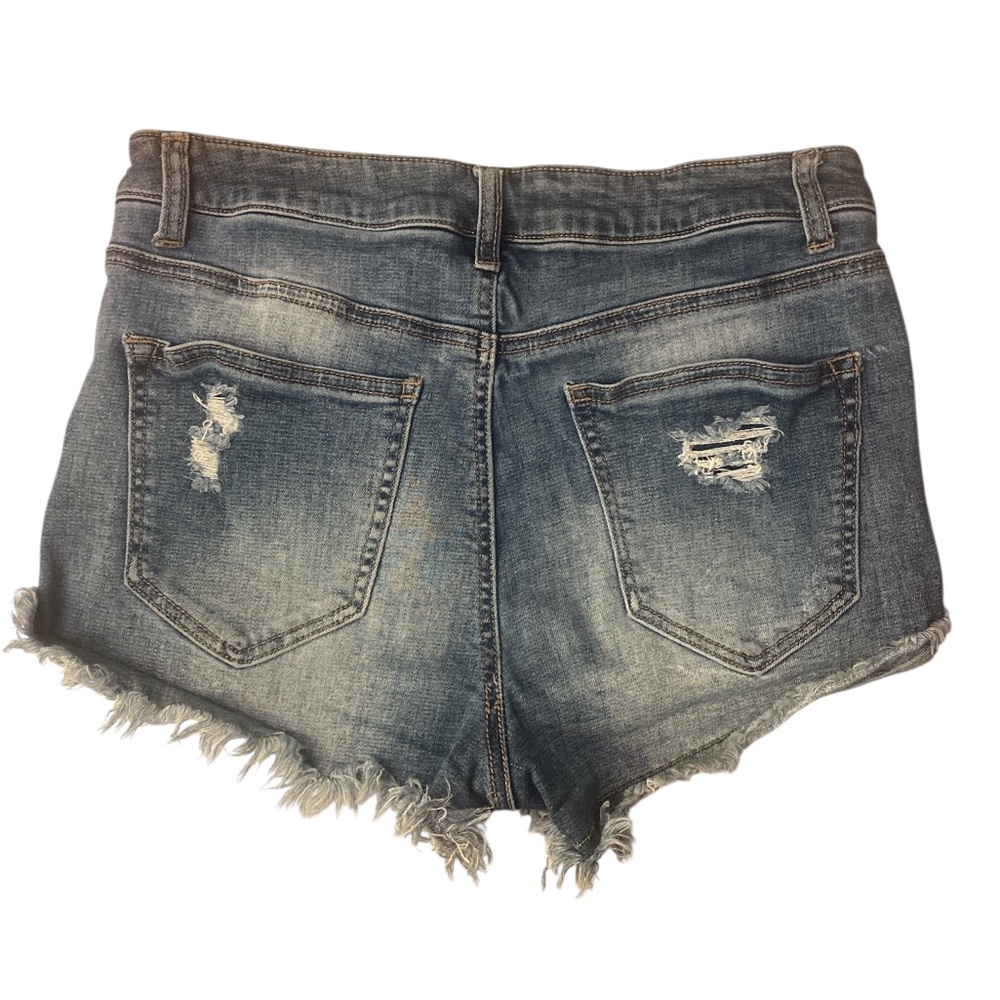Refuge Blue Distressed Jean Shorts GUC 6 - Picture 2 of 4